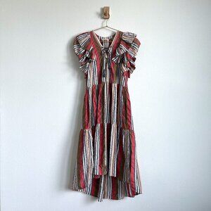 Ulla Johnson Poppy Striped Leonie Midi Boho Dress - 100% Cotton - Size 0